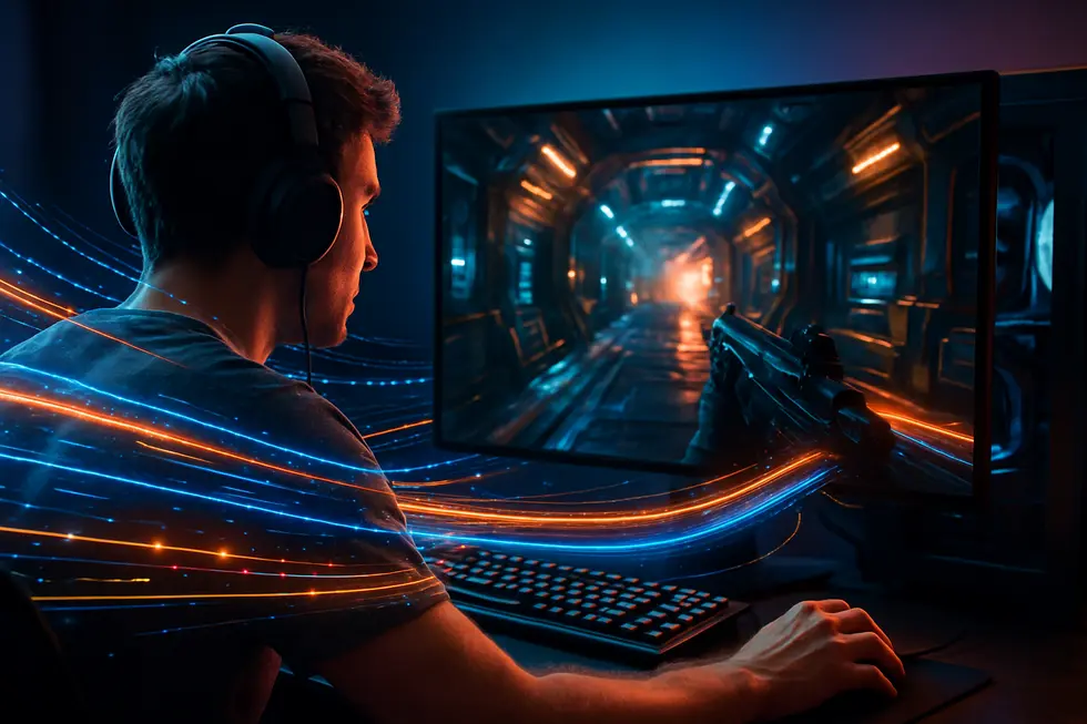 A gamer enjoying a high-definition experience thanks to PCIe 5.0.
