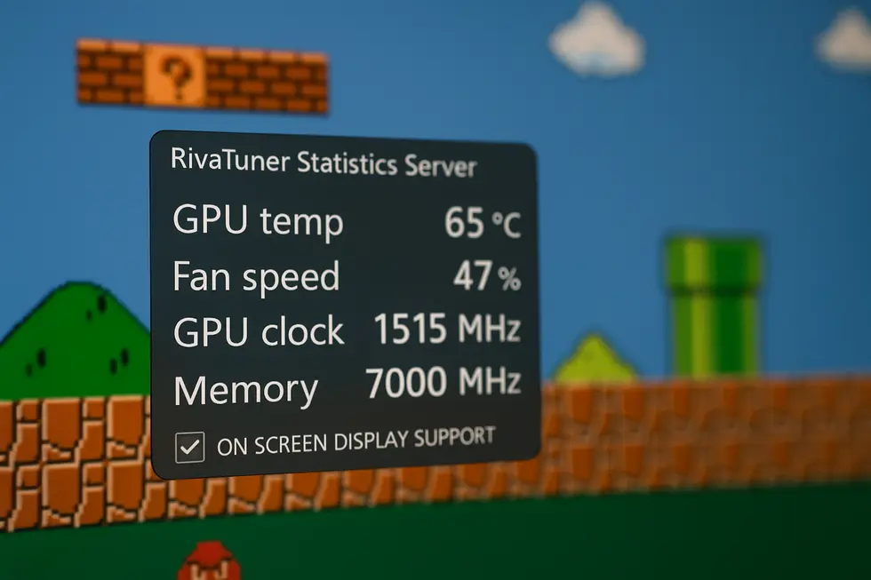 RivaTuner Statistics Server interface showcasing real-time GPU performance data.